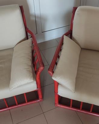 salottino tavolo e poltrone in vimini 
