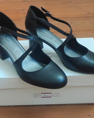 Scarpe donna 37 décolleté nero pelle 5th Avenue