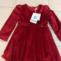 Vestito bambina velluto rosso