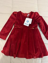 Vestito bambina velluto rosso