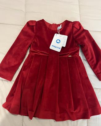 Vestito bambina velluto rosso