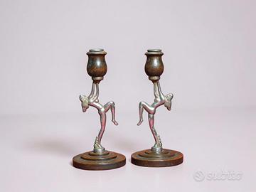 Coppia candelieri figurine femminili anni '50