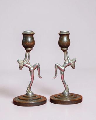 Coppia candelieri figurine femminili anni '50
