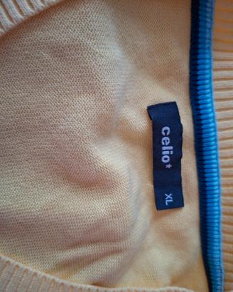 Celio ,pullover in cotone giallo, tg xl