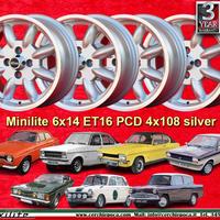 4 pz cerchi Ford Minilite 6x14 ET16 4x108