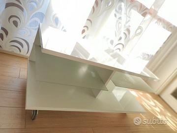 Mobile tv laccato bianco Mdf e vetro extrachiaro