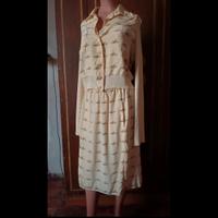 Completo Vintage seta+cotone, cardigan+gonna M