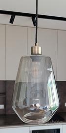 Lampadario a soffitto in vetro fumé 