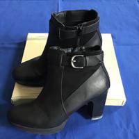 Scarpe pelle con tacco nere eleganti donna inverno