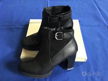 Scarpe pelle con tacco nere eleganti donna inverno