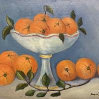 dipinto olio su cartoncino - natura morta frutta