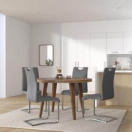 n. 4 sedie design moderno bianco grigio ecopelle
