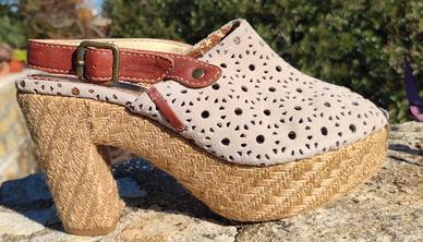 Sandalo sabot pelle scamosciata plateau 41