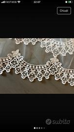 Velo da sposa in tulle avorio e pizzo macramè