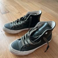 Converse donna in pelle verde militare