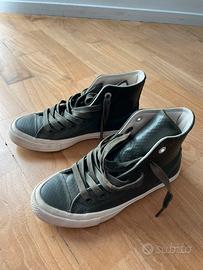 Converse donna in pelle verde militare