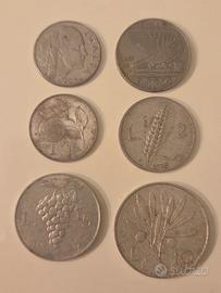 Collezione 6 monete lire anni 1941 - 1950