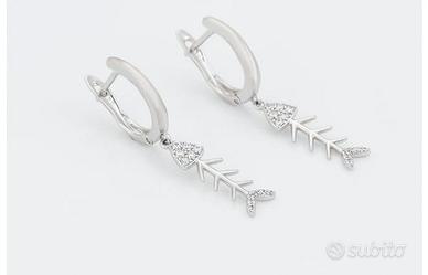 Orecchini pendenti Fishbone in Oro Placcato 18k