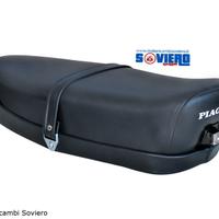 Sella Lunga BLU Scuro con serratura Scritta Vespa