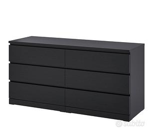 Cassettiera malm ikea 6 cassetti marrone nera