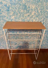 Scarpiera contemporanea in legno e acciaio