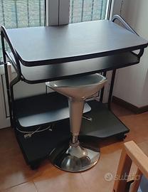 Scrivania Mobile PC Desktop e Sgabello Regolabile