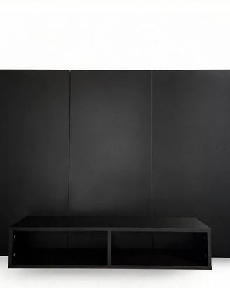 Parete Attrezzata Porta TV Sospesa Nera Moderna