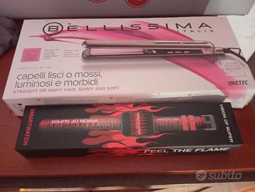 Piastra per capelli e orologio