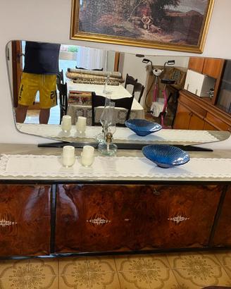 credenza anni 50/60 con piano in vetro