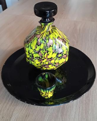 Servizio Rosolio, vetro Murano, ceramiche ROMETTI