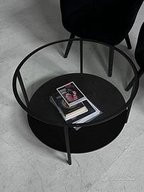 Tavolino da salotto moderno in vetro e nero – 45 x