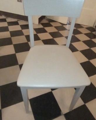 sedie in Legno con seduta in pelle color grigio