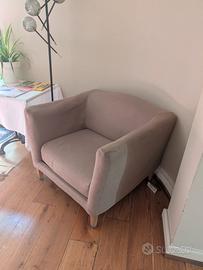 Poltrona in tessuto greige (beige - grigio sabbia)