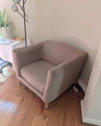 Poltrona in tessuto greige (beige - grigio sabbia)