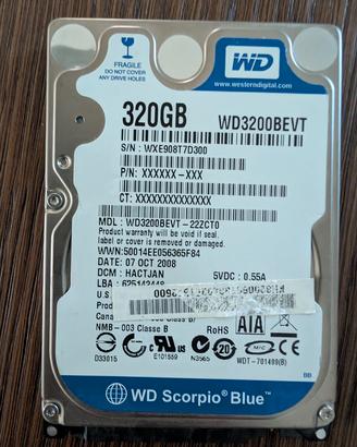 Hard Disk Western Digital Scorpio Blue 320GB 2,5” 