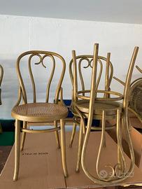 Sedia stile Thonet in legno e paglia di Vienna