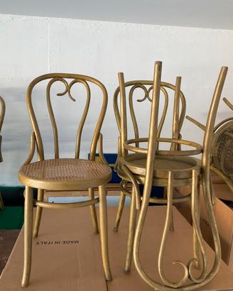 Sedia stile Thonet in legno e paglia di Vienna