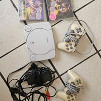 Playstation 1 con giochi, cavi e memory card