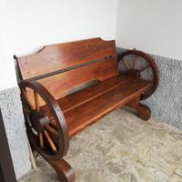 Panchina artigianale in legno massello nuova
