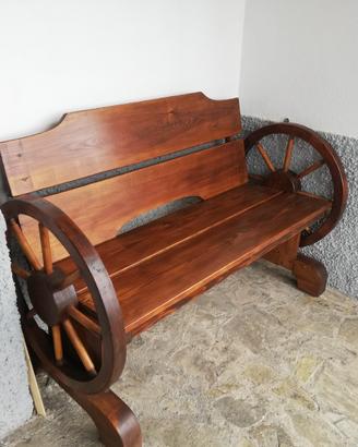 Panchina artigianale in legno massello nuova