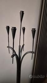 Candelabro da terra vintage in ferro battuto