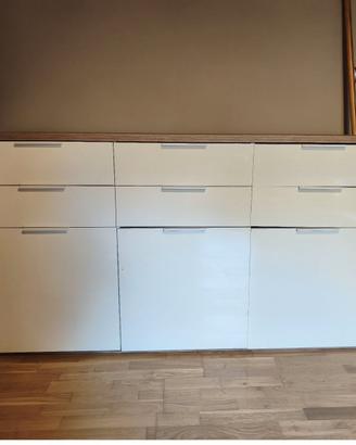 Credenza Madia Moderna Bicolore Bianco e top legno