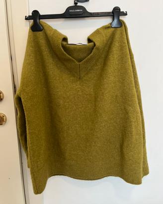 Maglione in lana verde oliva oversize