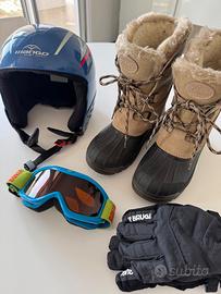 Scarpe Olang, casco, guanti, maschera sci bambini