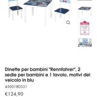 Tavolo con due sedie per bambini. Marca Roba