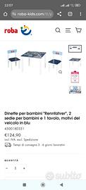 Tavolo con due sedie per bambini. Marca Roba