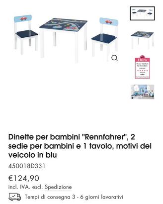 Tavolo con due sedie per bambini. Marca Roba