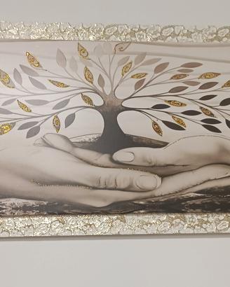 Quadro Moderno 133x73 "Albero della Vita" Oro in R