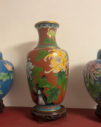 Trittico Vasi Cinesi Cloisonné Vintage