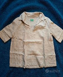 Camicia 100% lino da donna - Benetton, taglia M